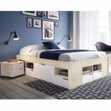 Montagem de Cama Casal Multifuncional Madeira Maciça 6 Gavetas Charme Inter Link Natural/Branco